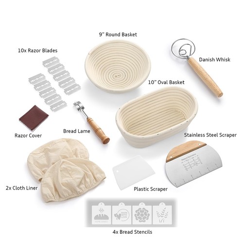 Premium Round Bread Banneton Basket with Liner - Perfect Brotform Proofing Ba... - Picture 2 of 9