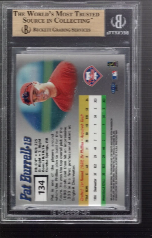SLA265-1999 Fleer Mystique #134 Pat Burrell PROS RC/2999 - BGS GemMt (9,5) Foto 2 de 2