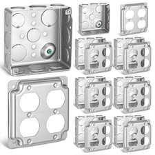 Electrical Junction Box with Cover, 4x4 Inch Metal Outlet Boxes Receptacle Plate