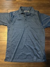 Ariat Tek Polo Shirt Men M Blue Short Sleeve Tech Polyester Golf Heat Serie