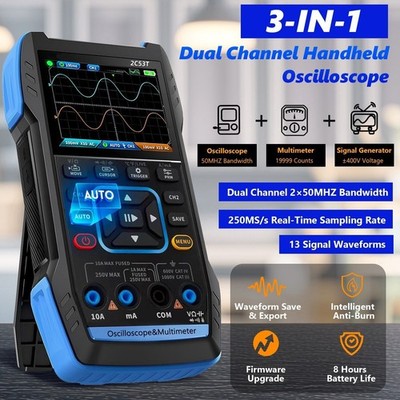 50 MHz Dual-Kanal-Oszilloskop 250 MS/s Handheld-DMM True-RMS-Signalgenerator