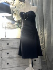 Alfred Angelo Dark Navy Blue Formal Bridesmaid Prom Satin Dress Ruched Womens 12