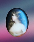 Antique German Oval Porcelain Portrait Plaque. Hand Painted. 19th Century.  — photo 3