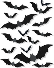 120 Pcs Halloween Decorations 3D Bats Decor, 4 Sizes Scary Halloween Decor Indoo