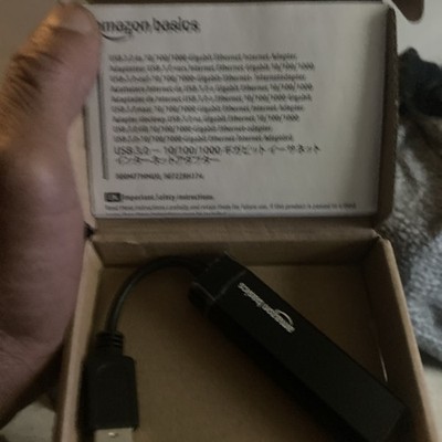 Amazon Basics USB 3.0 to 10/100/1000 Gigabit Ethernet Internet Adapter, Black