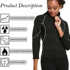 Neoprene Sweat Suit Jacket  Sauna Weight Loss Fitness Gym Training for Womens