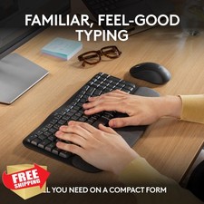 Logitech Wave Keys MK670 Combo, Wireless Ergonomic Keyboard with Signature M5...