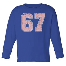 Six Seven 6 7 Meme – Varsity Style 67 Funny Toddler Long Sleeve TShirt
