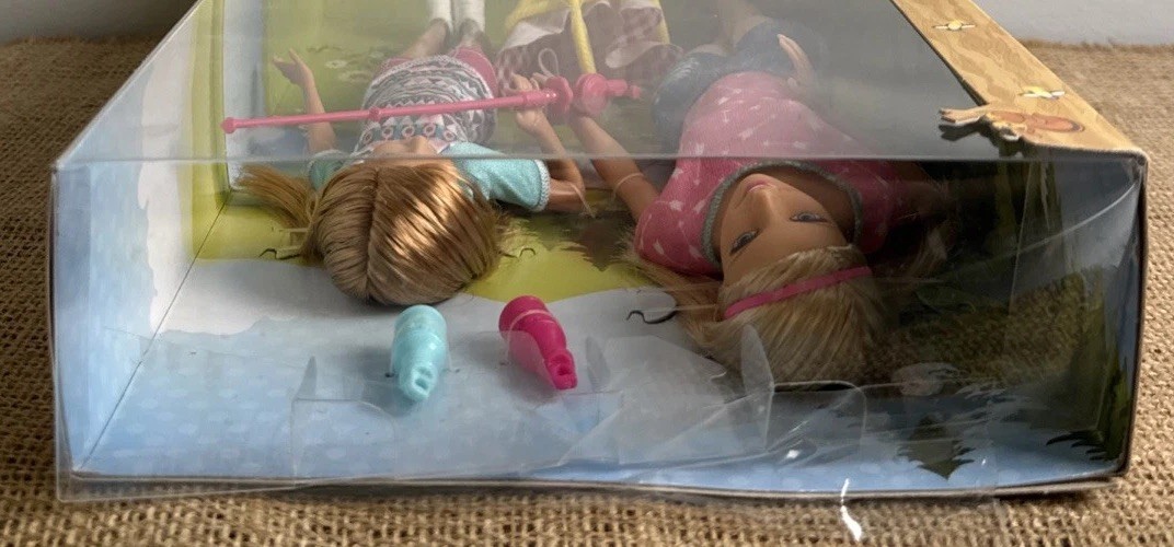 barbie camping fun boy w fishing pole 2016 Barbie Camping Fun Barbie and Stacie with Fishing Pole and Picnic Set