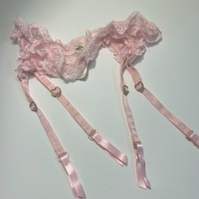 New Free People Lace Garter Belt Pink Lace Rose Gold Hearts Small