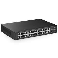 24 Port PoE Switch with 2 Gigabit Uplink, 100Mbps PoE Ports, 1000Mbps Uplink...