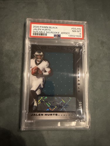 2020 Panini Black - Sizeable Sig RPA Auto #SS-JHU Jalen Hurts /50 PSA 8