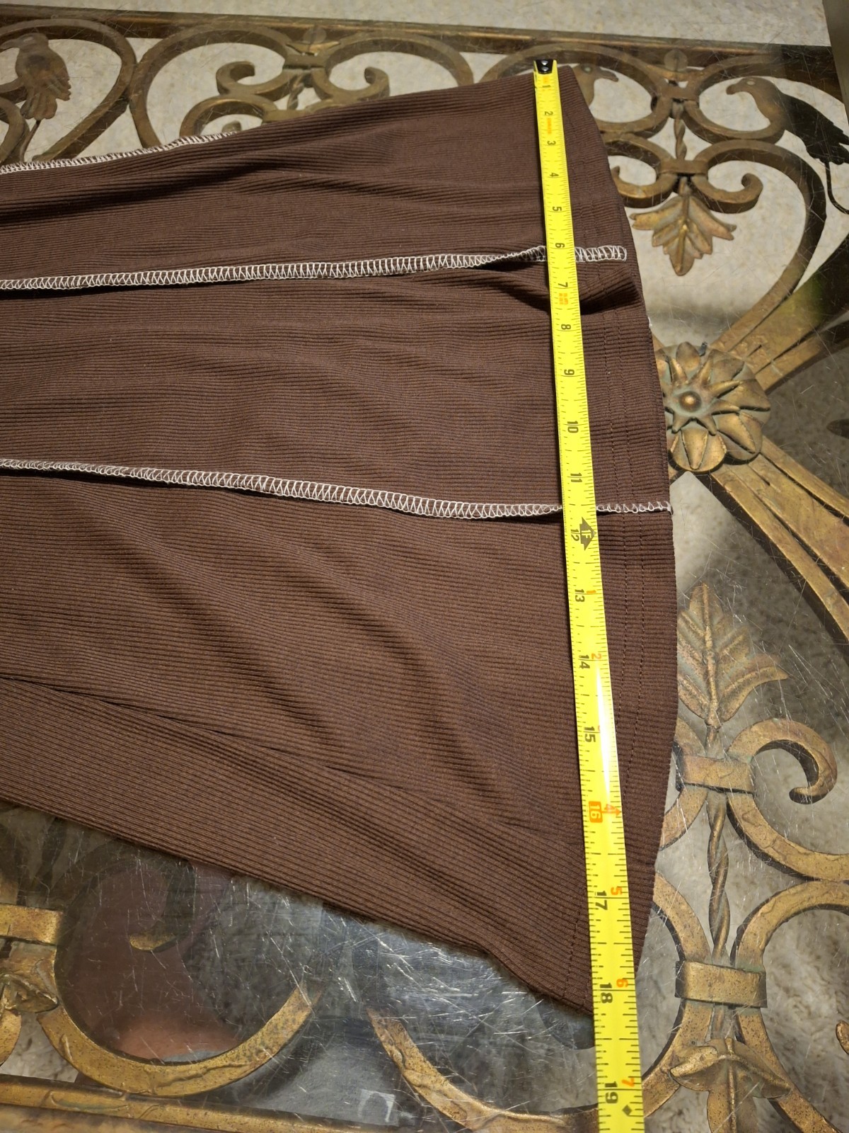 Shein Curve Pants Size 4XL Brown Elastic Waist Kn… - image 8