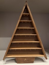 Vintage Hallmark Memory Tree Miniature Ornament Display Shadow Box Wood 27 Hooks