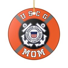 USCG Mom Coastie 3" Ceramic Christmas Ornament Made In The USA Ships From The US