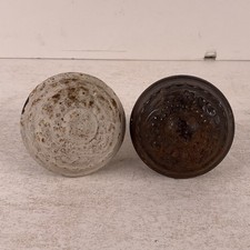 Set of 2 Antique Metal Door Knobs Rosette Pattern Matching Twin