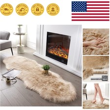 Ultra Soft Faux Sheepskin Rug - 2x6 Feet Luxury Beige Area Rug for Living Spaces