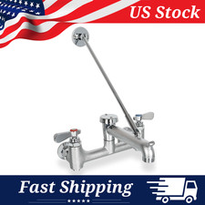 Janitorial 8" Wall Mount Mop Sink Faucet - Vacuum Breaker  3/4" GHT Hose