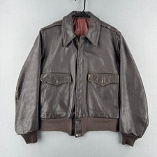 Vintage 50s Goatskin Jacket Mens 40 (Fits Size Small) Brown Leather Bomber A-2