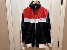 Vintage Nike Track Jacket Black Red White Men  s Small Full Zip Retro Swoosh Logo