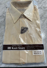 Vintage 70's Sears Perma -Prest Long Sleeve Beige 2 pocket shirt 16 34/35 NWT