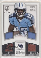 2013 National Treasures Rookie NFL Gear Materials Quad 51/99 Justin Hunter 9b4