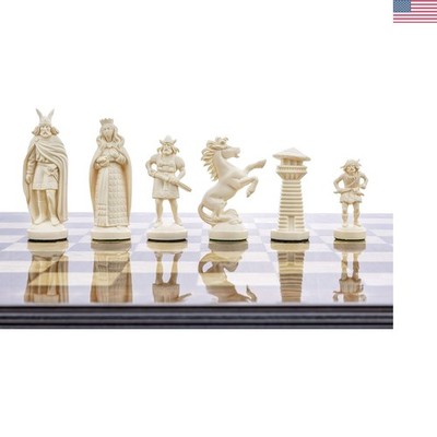 Standard Size 3.75'' Viking Plastic Chess Set - 32 Felted Pieces for Indoor Play