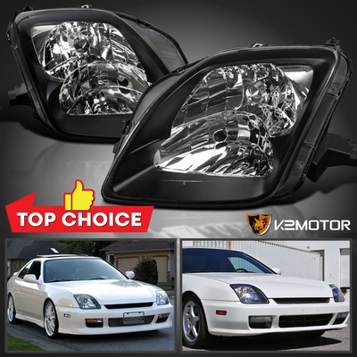 #ad Black Fits 1997 2001 Honda Prelude Headlights Head Lamps Replacement LeftRight $185.38
