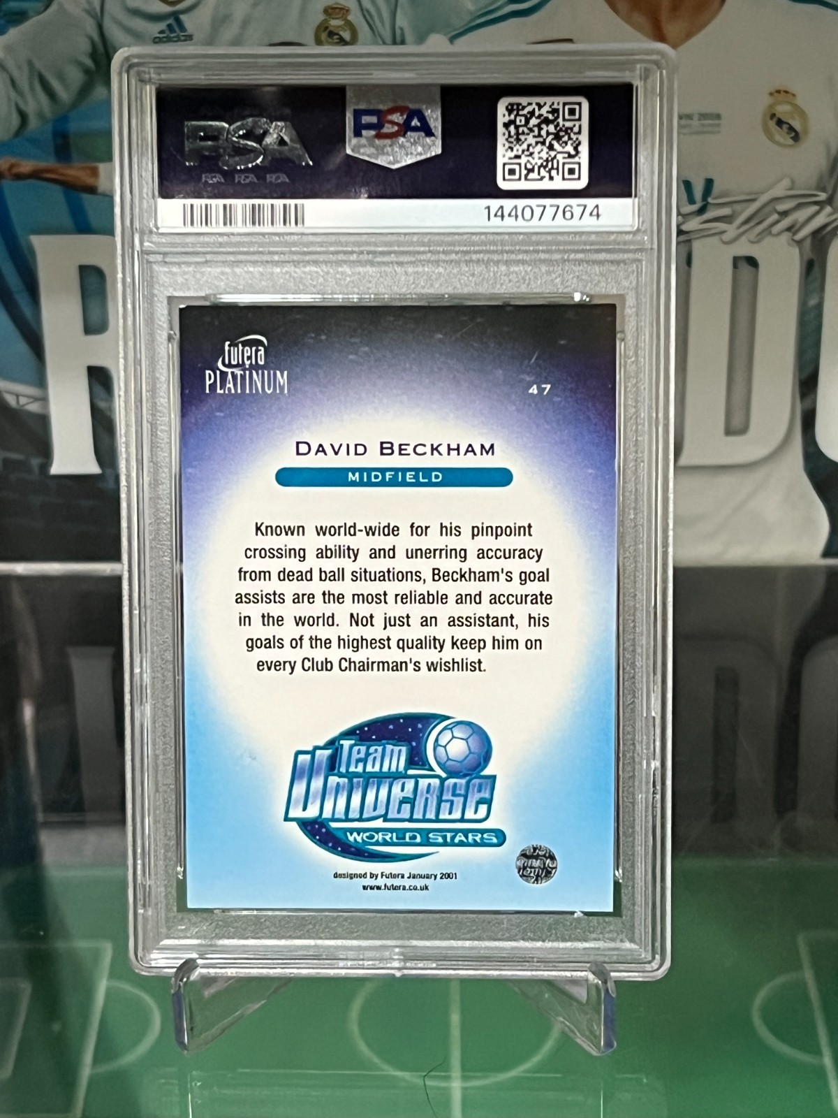 2 PSA David Beckham Card Lot 2001 Topps Premier Gold + 2001 Futera World Stars view 10