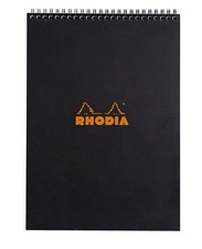 Rhodia - Wirebound Notepad - Graph - 80 Sheets - 8 1/4 x 11 3/4" - A4, Black