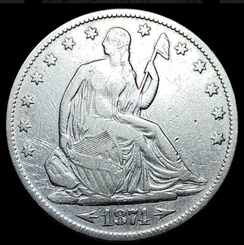 1874 Seated Liberty Half Dollar w/ Arrows 50c *VF/ XF Details* Brilliant Free Sh