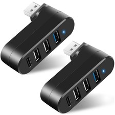 4-Port USB 3.0 Hub 90 /180 Degree Rotatable , Powered with 1 Black