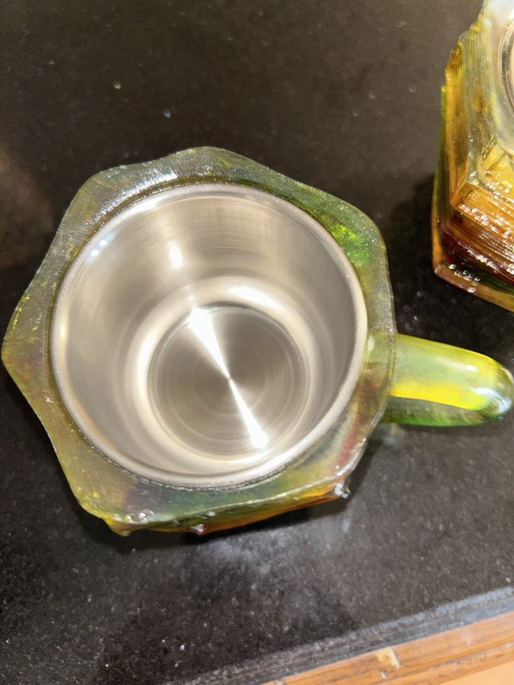 (2) Vintage Acrylic Mug Colored  Coffee Espresso 6 oz. Mugs Novelty Colorful - Image 3 of 3