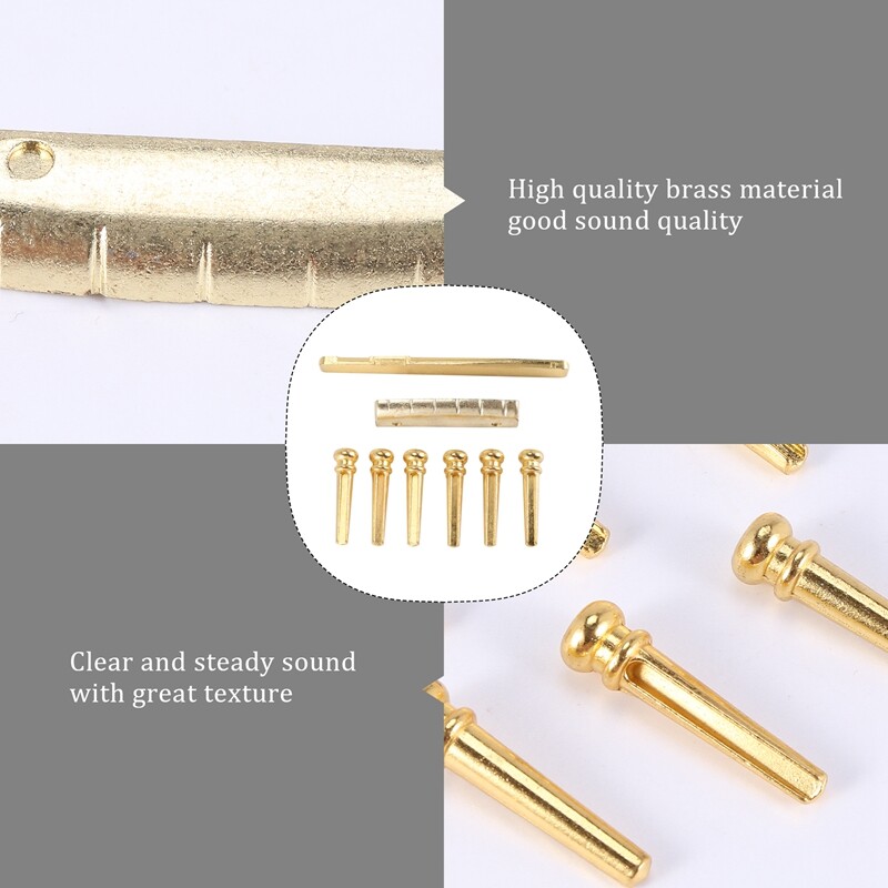 6PCS Guitar Brass Bridge Pins Replacement Parts for Acoustic Guitar