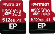 Patriot EP 512GB V30 A1 U3 4K UHD Recording MicroSD For Dashcam/Surveillance 2PK