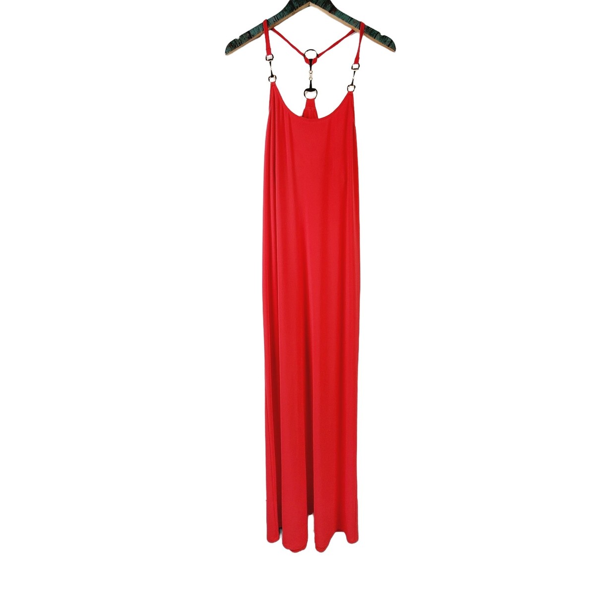 JB by Julie Brown Deena Coral & Gold Maxi Summer Dress, Sz S LOOK