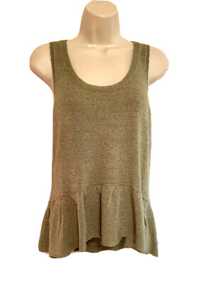 blu pepper top small Cozy Life knit tank sage green peplum hem sleeveless