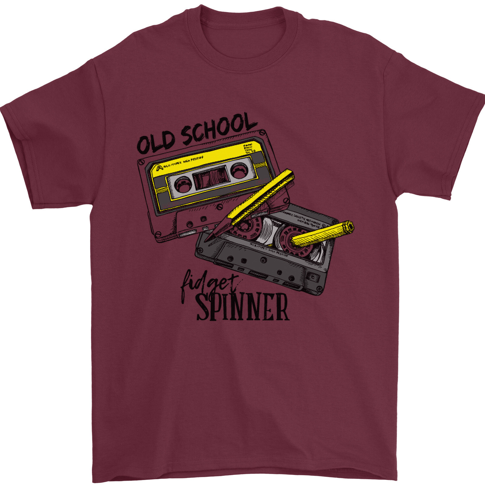 Retro 80s Music Cassette Old School Spinner Mens T-Shirt 100% Cotton