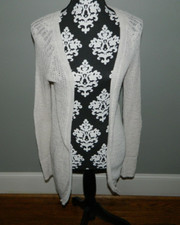 Women's Cream Light Weight Long Cardigan Sweater Size Medium