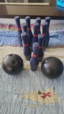 Mini Wooden Bowling Set With Blue Pins FAST SHIPPING