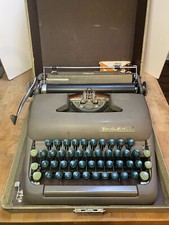 Vintage Smith Corona Sterling 1950's Mechanical Typewriter with Case Green Keys thumbnail