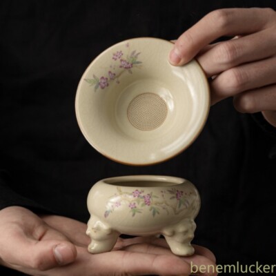Ru Kiln Chinese Tea Infuser Strainer Teaware Peach Blossom Zen Tea Tools Filter