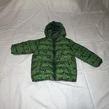John Deere Kids Green Tractor Print Puffer Jacket Hooded 2T 2B 2N