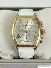 NEW Michele Releve Sport Two Tone Gold Silver Watch White Silicone MWW19A000037