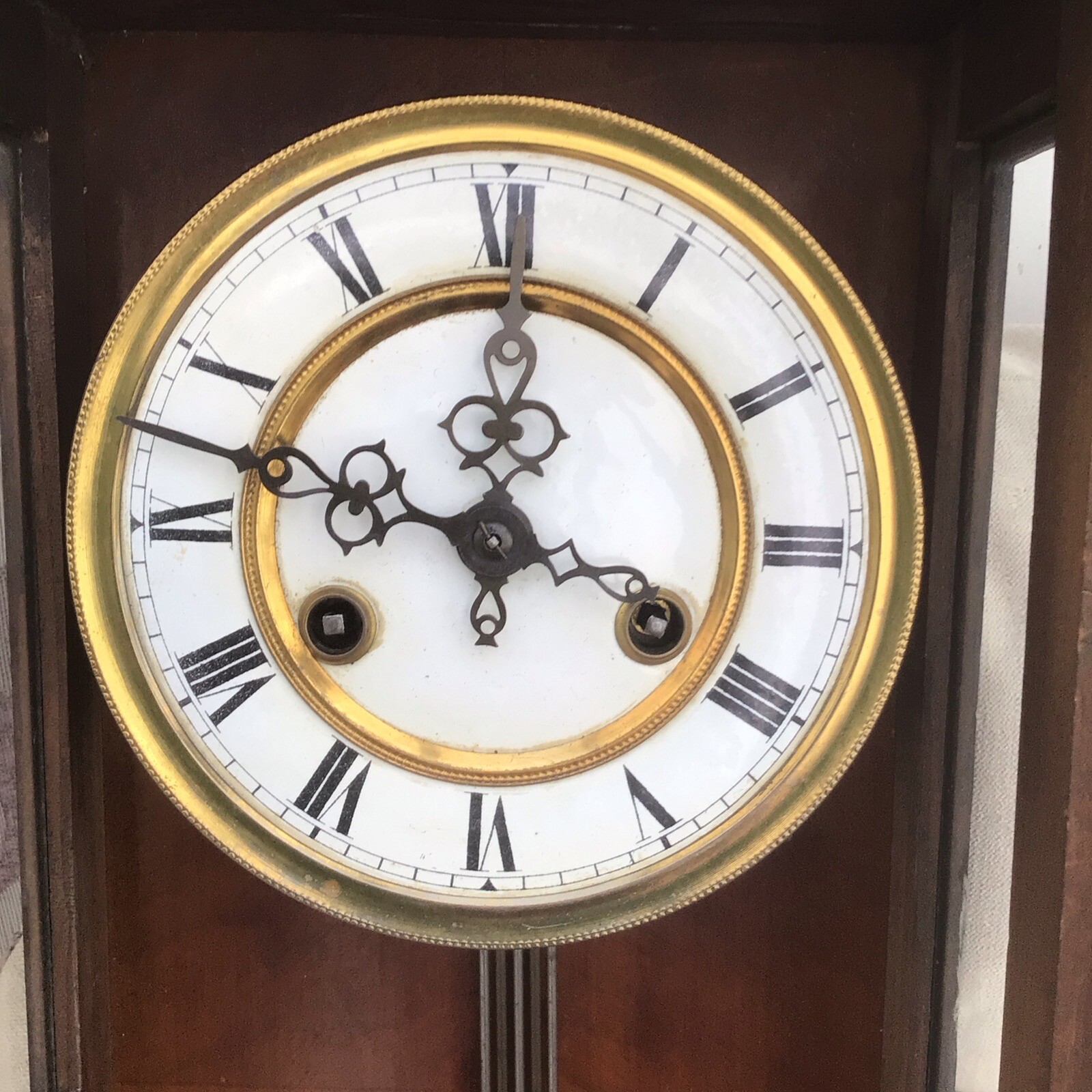 Vintage Wooden Wall Clock Striking with Pendulum Mechanical Large With