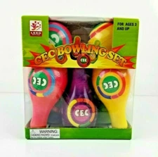 Chuck E. Cheese Soft Toy Bowling Set Game 6-Pins & 2 Balls CEC NEW In Box