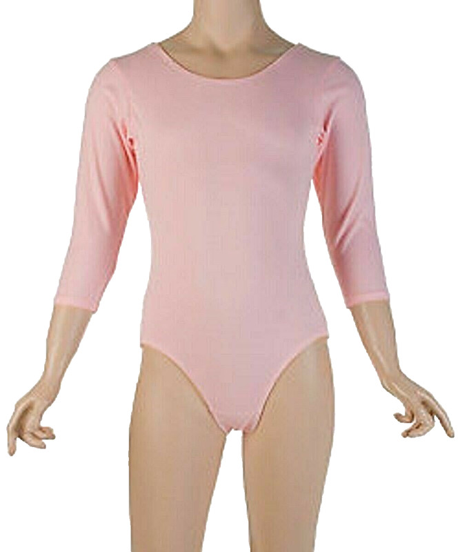 Jacques Moret Leotard Bodysuit 3/4 Sleeve Nylon New Girl XS 4/5 4 5