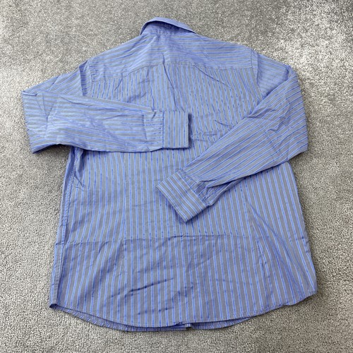 Report Collection Button Up Shirt Men's Medium Blue White Striped Cotton - Picture 6 of 9