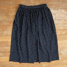 Vintage Geometric Print Skirt Size XXS 24" Waist 1980s Black Crepe A-Line