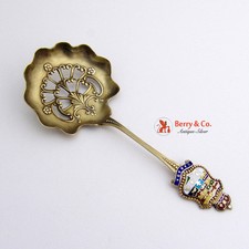 Cuillère Bon Bon Souvenir Canadien Argent Sterling Émail Doré Roden Bros